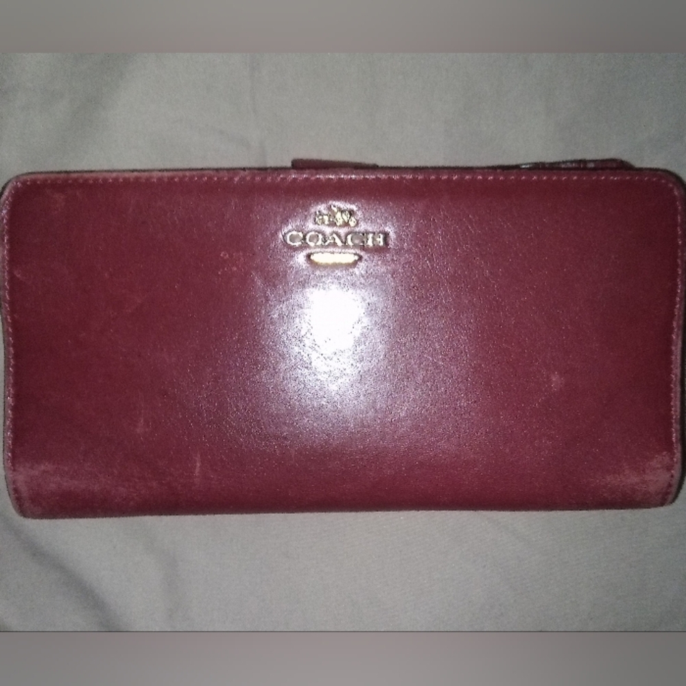 Coach Madison Skinny Leather Wallet Plum Purple Style 51936